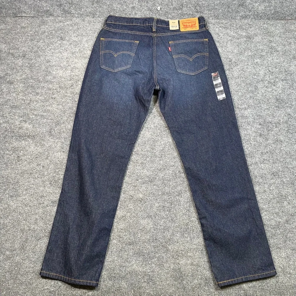 Levis 514 Straight Fit Mens Jeans 34x32 Dark Indigo Blue Stretch Denim NEW